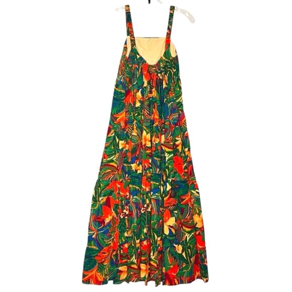 Dress Forum by Los Angeles Tiered Sleevless Vibrant Tropical Maxi Dress Size S - Picture 2 of 5